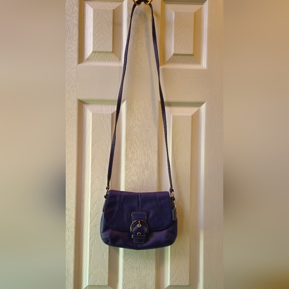 Coach Soho Deep Purple Leather Flap Buckle Y2K Crossbody Bag - Picture 3 of 11